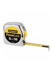 Stanley Power Lock Measuring Tape, 5 Meter, Silver/Yellow