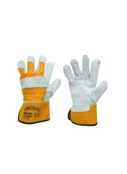 Armstrong Single Palm Leather Gloves, Grey/Yellow, 12 Pairs