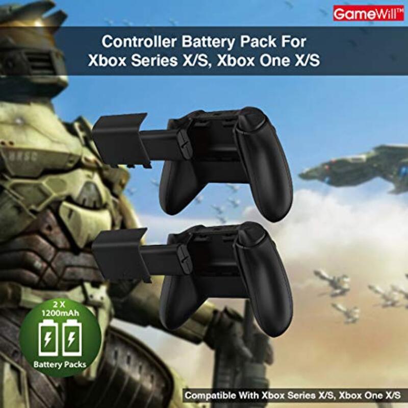 GameWill Rechargeable Controller Battery Pack with 1200 mAh High Power Capacity for Xbox Series X and Series S, Black