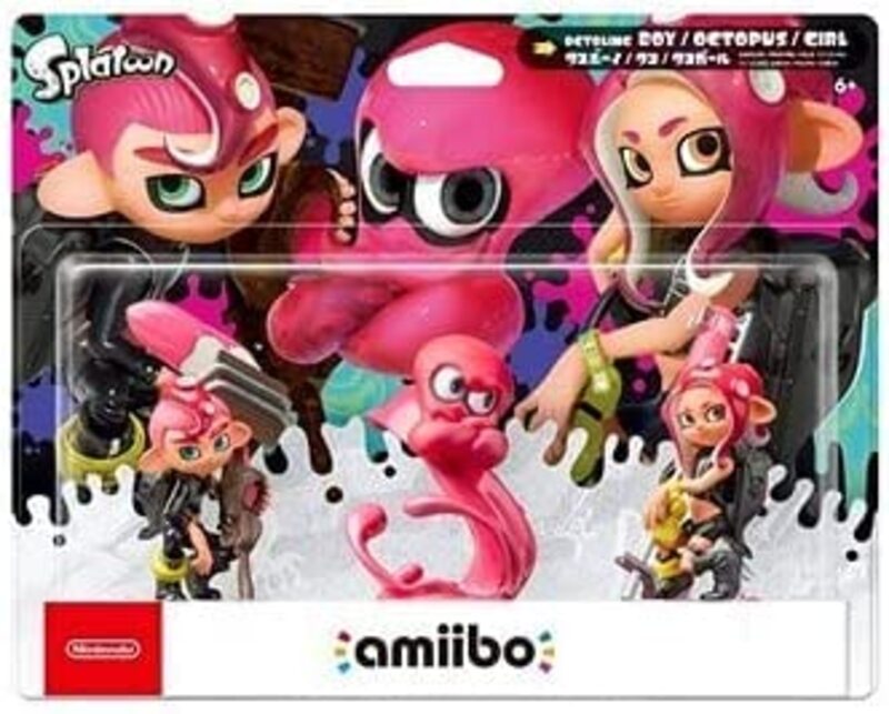 Nintendo Octoling Triple Pack Octoling Boy + Octopus + Girl Splatoon Collection Amiibo Action Figure, 3 Pieces, Ages 6+