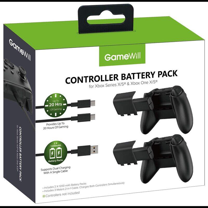 GameWill Rechargeable Controller Battery Pack with 1200 mAh High Power Capacity for Xbox Series X and Series S, Black