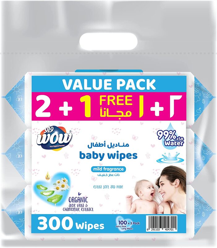 WOW Baby Wipes , Extra Thick and Long , 300 sheets