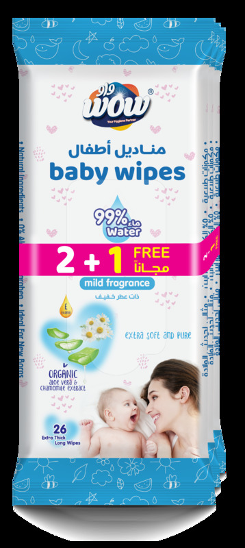 Wow Baby Wet Wipes, Extra & Long 26 X 3 Packs, 78 Sheets Mild Fragrance