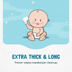 Wow Baby Wet Wipes, Extra & Long 64 X 3 Packs, 192 Sheets