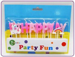 Party Fun Glitter Pick Candle Set, 15 Piece, Pink
