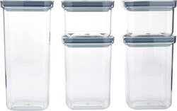 Airtight Storage Containers with Vacuum Lid, 5 Pieces, Grey