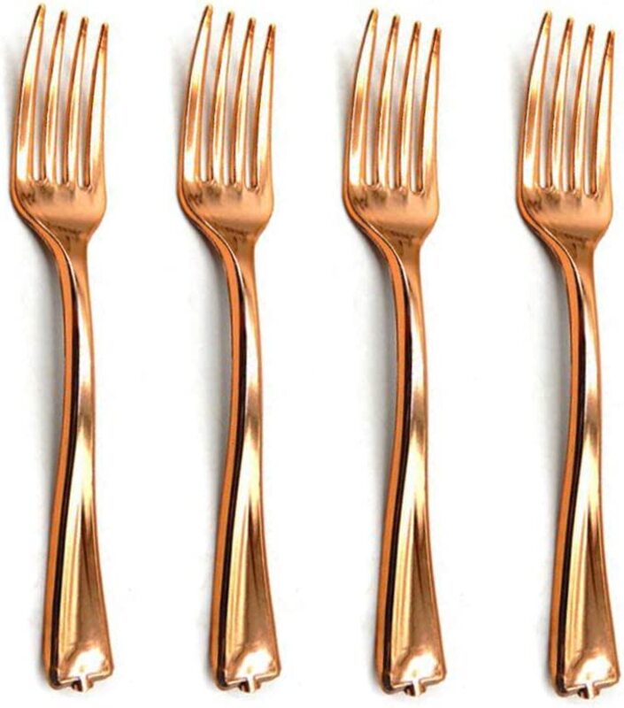 24-Piece Beautiful Plastic Fork, Copper