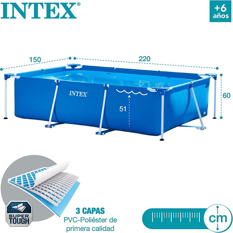 Intex Rectangular Frame Play Pool, 28270NP, Blue