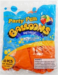 Party Fun 12-inch Balloon, Pack of 40 Units, Metallic Clear Orange