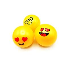 Mini Smiley Face Balls, 3 Pieces, Yellow