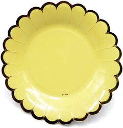9-inch 6-Piece Scalloped Round Party Paper Plate Set, Yellow