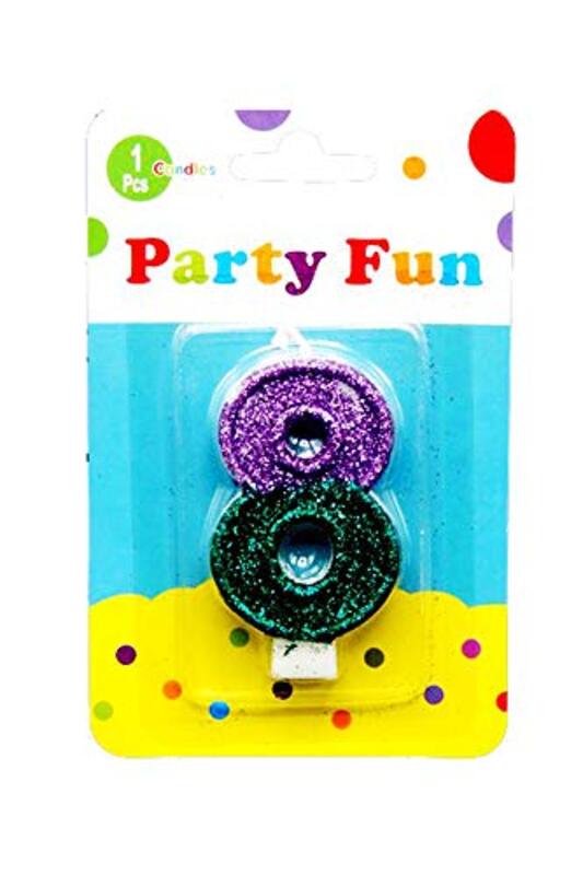 2 Inch Party Fun 8 Number Glitters Candle, Purple