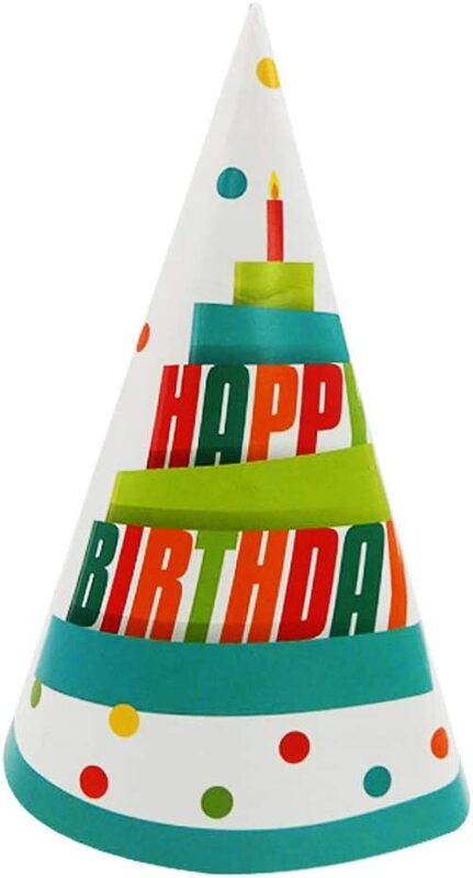 Party Fun Beautiful Happy Birthday Designed Paper Hat, 6-Inch, 6 Pieces