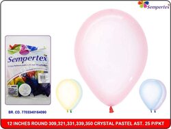 Sempertex 12-Inch Round Crystal Pastel Latex Balloons, 25 Pieces