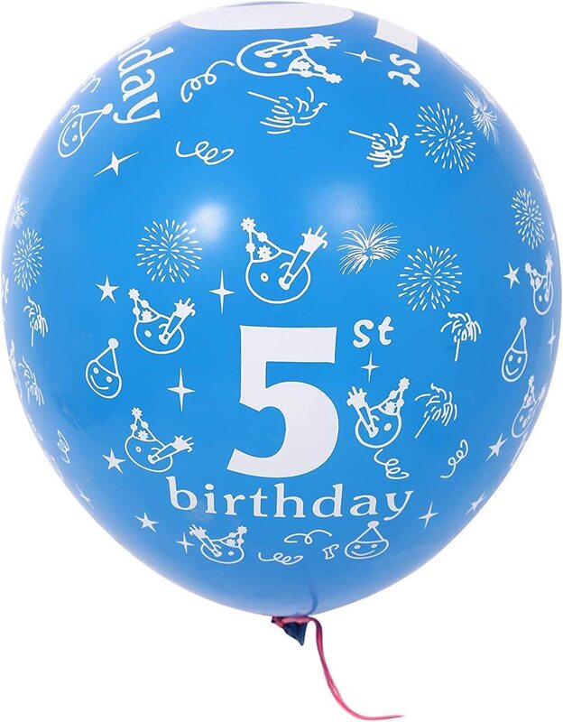 Party Fun Beautiful 12-inch Happy Birthday No.4 Printed Balloons, Pack of 12 Pieces, Assorted Colours