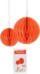 Party Fun Beautiful & Attractive Honey Combed Decoration Ball, 2 Piece, Red