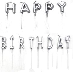 Party Fun Fabulous Happy Birthday Foil Pick Letter Candle, 13 Piece, Silver