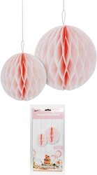 Party Fun Beautiful & Attractive Honey Combed Decoration Ball, 2 Piece, Pink