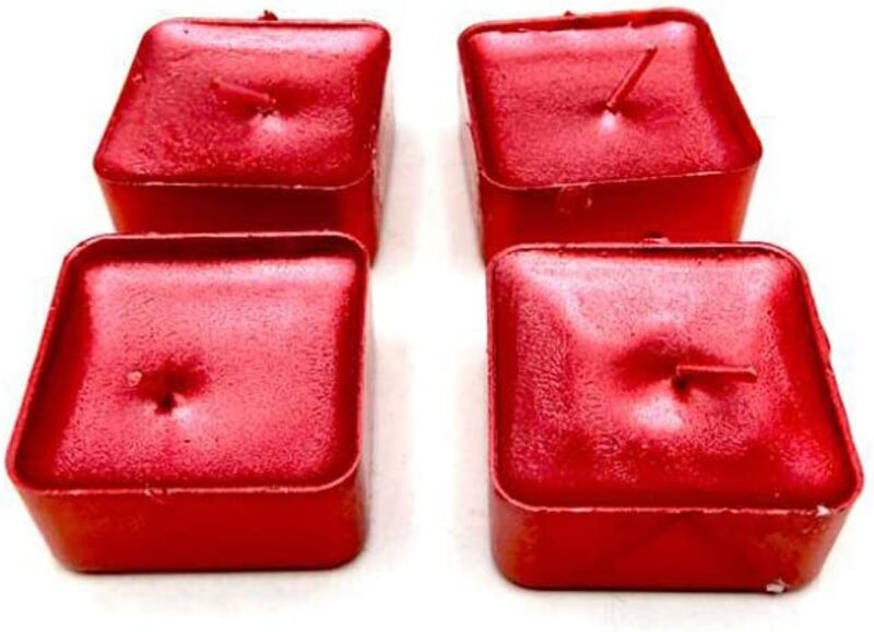 Beautiful Scented Tea Light Square Candle, 12 Piece, Red
