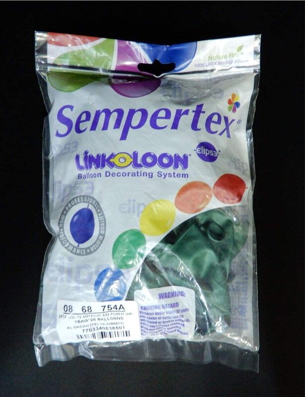 Sempertex 12-Inch Link O Loon Latex Balloons, 25 Pieces, Metallic Green