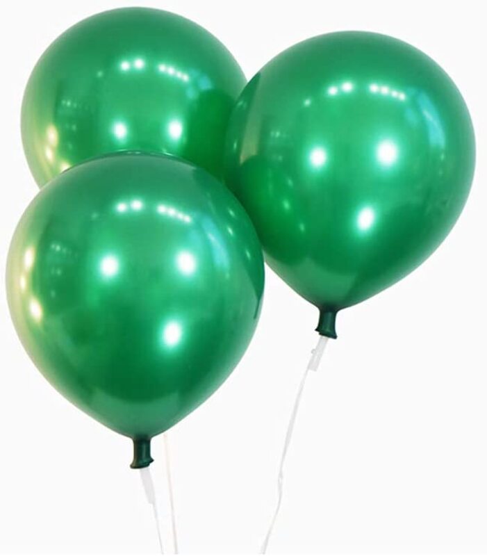 Party Fun 12-inch Balloon, Pack of 40 Units, Chrome Clear Green