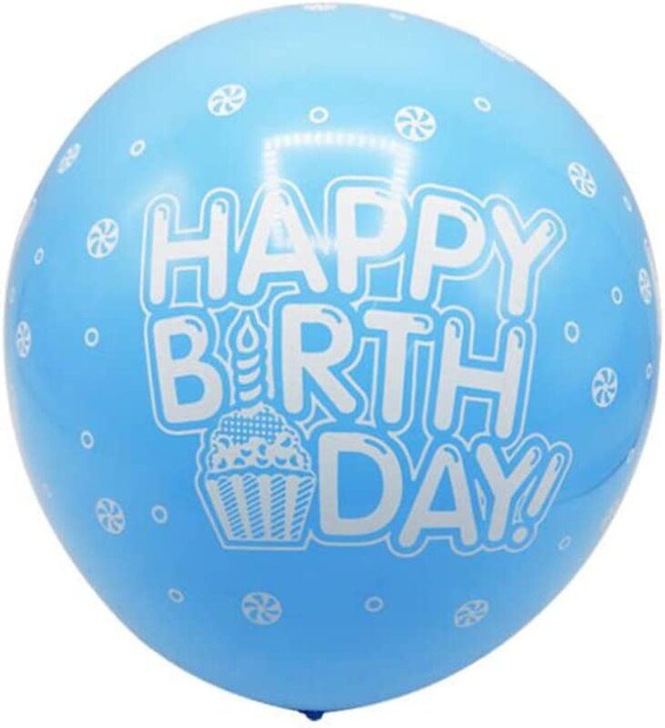 12-inch Party Fun Happy Birthday Balloon, 12 Pieces, Blue