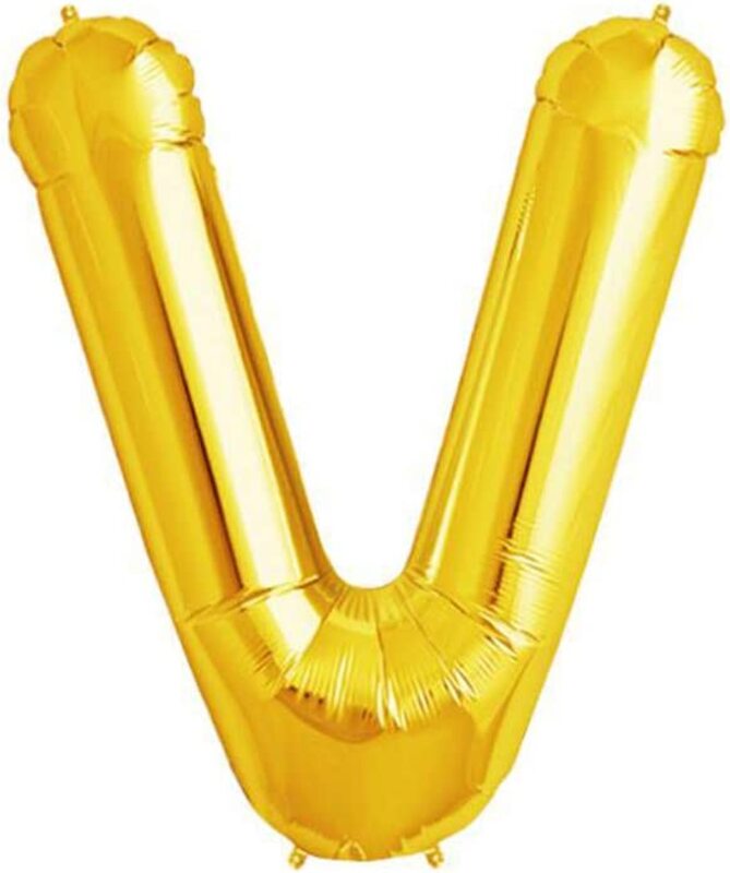 Beautiful 40-inch Alphabet V Foil Balloon, Pack of 1 Unit, Golden