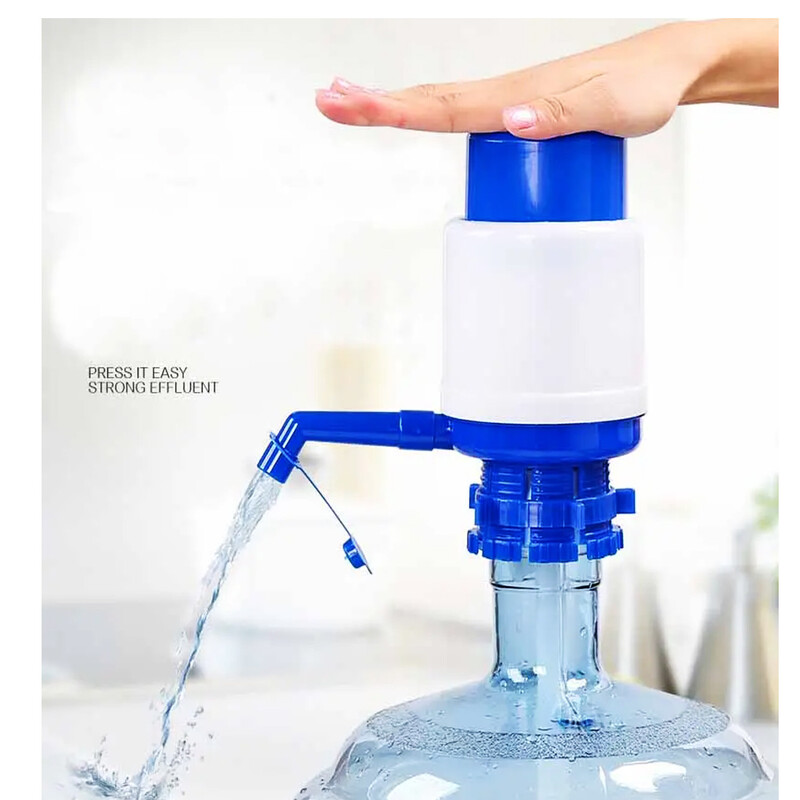 Water Bottles Pump Blue Manual Hand Pressure Drinking Fountain