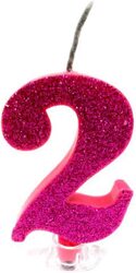 Party Fun Glitter Sparkling 2 Number Candle, Pink