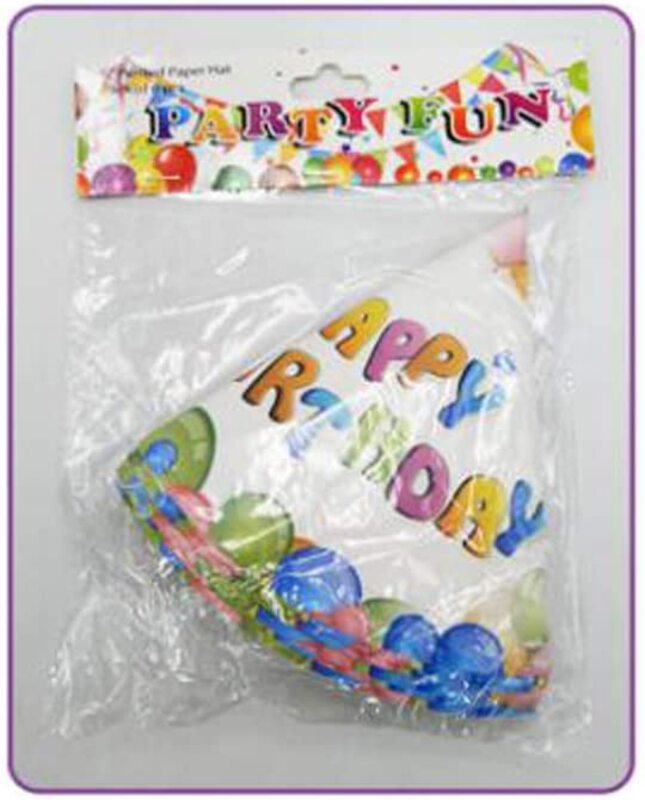 Happy Birthday Balloon Design Paper Hat, 6-Incn, 6 Pieces