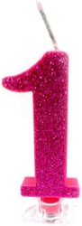 Party Fun Glitter Sparkling 1 Number Candle, Pink