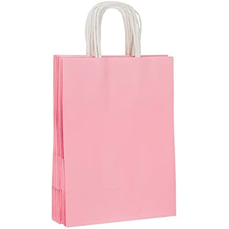Paper Gift Bag Set, 12 Pieces, Pink
