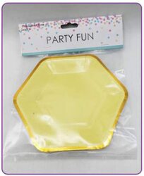 9-inch 6-Piece Hexagonal Party Paper Plate Set, Yellow