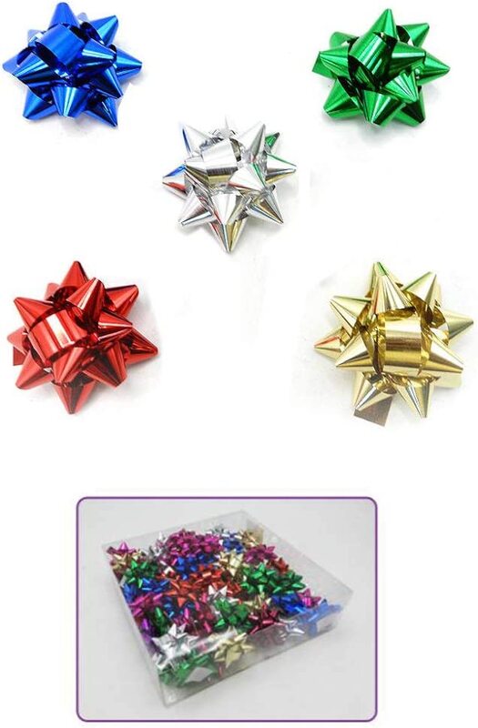Beautiful Metallic Flower Confetti Bow Gift Wrap Set, Small, 80 Pieces