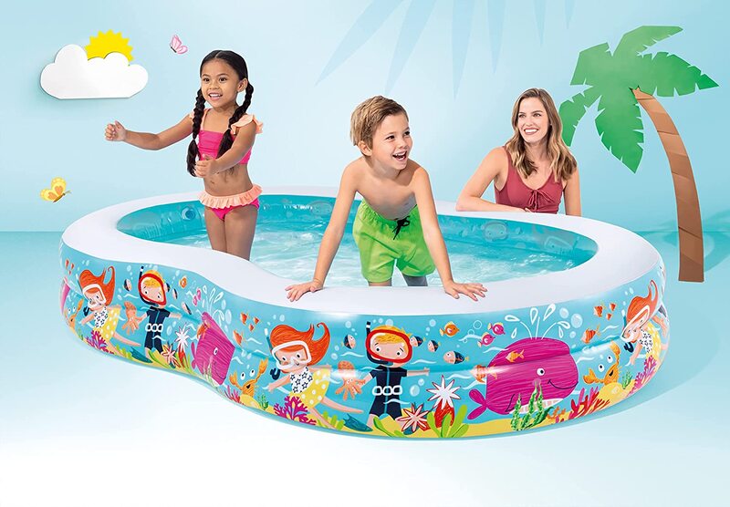 Intex Swim Centre Inflatable Paradise Seaside Swimming Pool, 56490, Blue