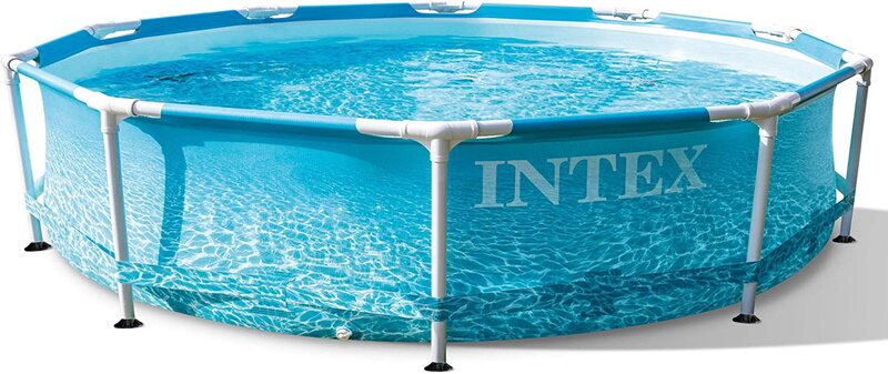 Intex Outdoor Backyard Circular Beachside Swimming Pool with Reinforced Sidewalls, 28206EH, Blue