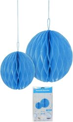 Party Fun Beautiful & Attractive Honey Combed Decoration Ball, 2 Piece, Blue