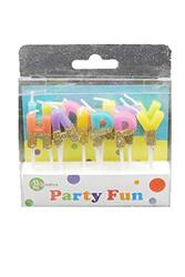 Party Fun Half Glitter Happy Birthday Pick Candle, 13 Piece, Multicolour