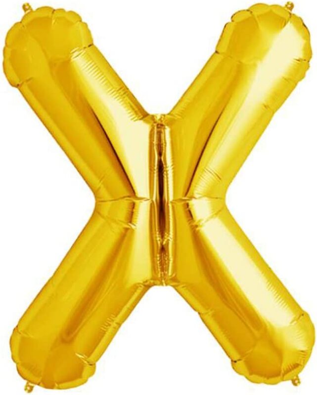 43-inch Letter "X" Alphabet Foil Balloon, Golden