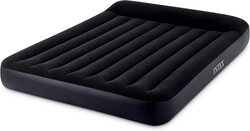 Intex Dura Beam Pillow Rest Double Air Mattress with Fiber Tech Technology, California King, Black