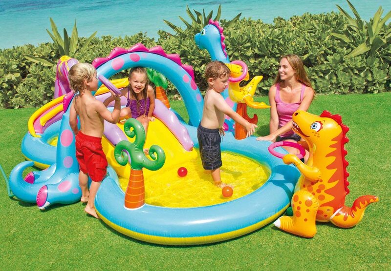 Kartsasta Inflatable Water Fun Kiddie Pool Dinoland Play Center, One Size, 57135, Multicolour