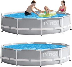 Intex Prism Frame Pool Set, 10ft x 30in, Grey