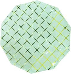 9-inch 6-Piece Golden Line Printed Party Paper Plate Set, Teal