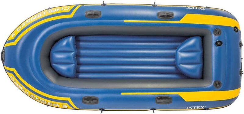 Intex Challenger 3 Inflatable Boat Set with Oars & Inflator, Multicolour