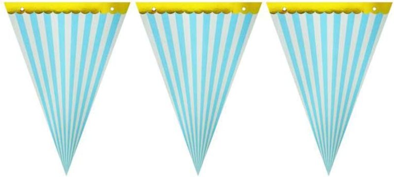 3-Meter Fun Paper Banner for Party Supplies and Decorations, 10-Pieces, Blue/White