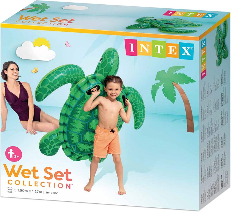 Intex Lil' Sea Turtle Ride On Swimming Pool Beach Toy, 57524NP, 1.50 x 1.27m, Green