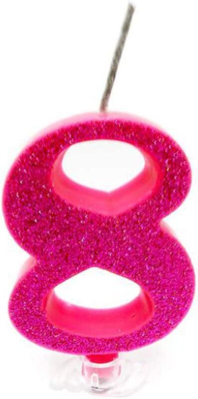 Party Fun Glitter Sparkling 8 Number Candle, Pink