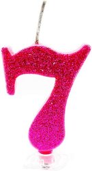 Party Fun Glitter Sparkling 7 Number Candle, Pink