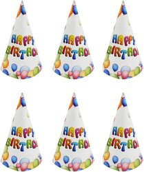 Happy Birthday Balloon Design Paper Hat, 6 Pieces, Ages 3+, Multicolour