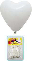 10-Inch Party Fun Heart Shape Latex Balloon, 12 Pieces, White